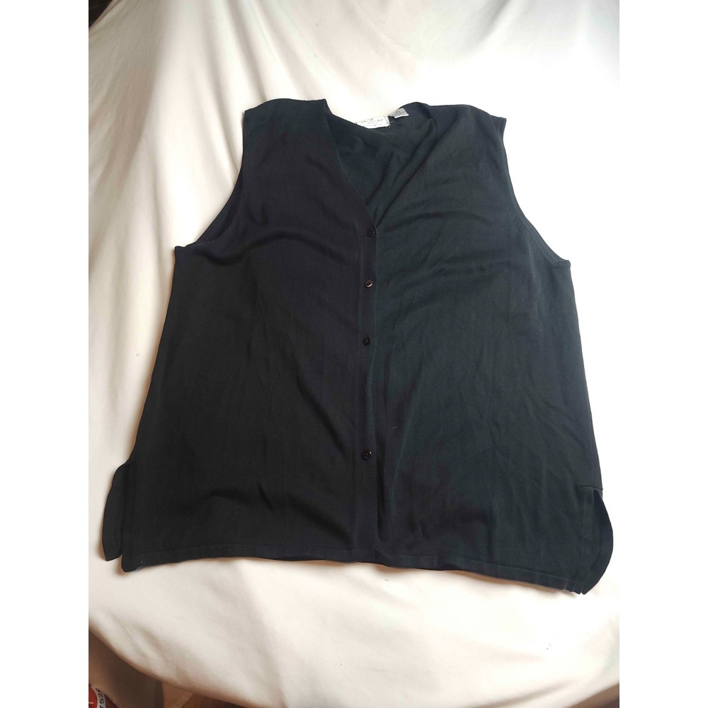 Chandler Hill Vest Womens Size 2X Black Knit Button Down Sleeveless V-Neck